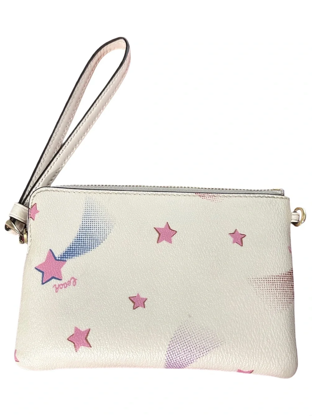 Coach Corner Zip Wristlet Disco shooting star print